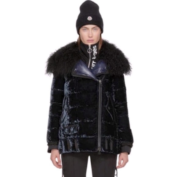 MONCLER Velvet puffer coat Isabelle chenille down jacket - Picture 1 of 16